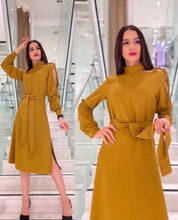 Load image into Gallery viewer, Plain long sleeve dress w belt , Choose from two different Color Options - SHB
