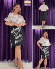 Load image into Gallery viewer, Plus Size Poke a dot top w writing bottom dress , Choose from Three Different Color Options - SHB

