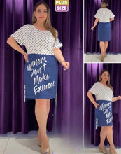 Load image into Gallery viewer, Plus Size Poke a dot top w writing bottom dress , Choose from Three Different Color Options - SHB
