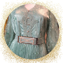 Load image into Gallery viewer, Elegant Embroidered See Through Fabric , Mint Color , with Elegant Belt - SHB
